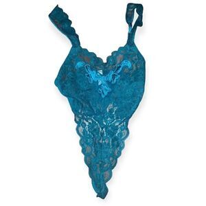 Vintage 1980s Gold Label Victoria's Secret Green Lace Teddy